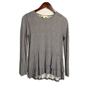 Michael Kors Womens‎ Ruffled Layered Tunic Blouse Black White Petite Small